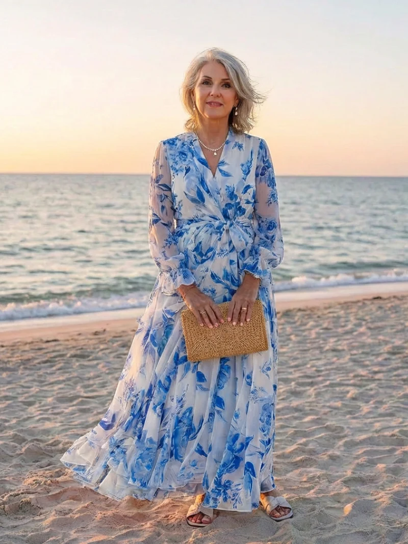 Lillian | Florales Maxikleid mit langen Ärmeln