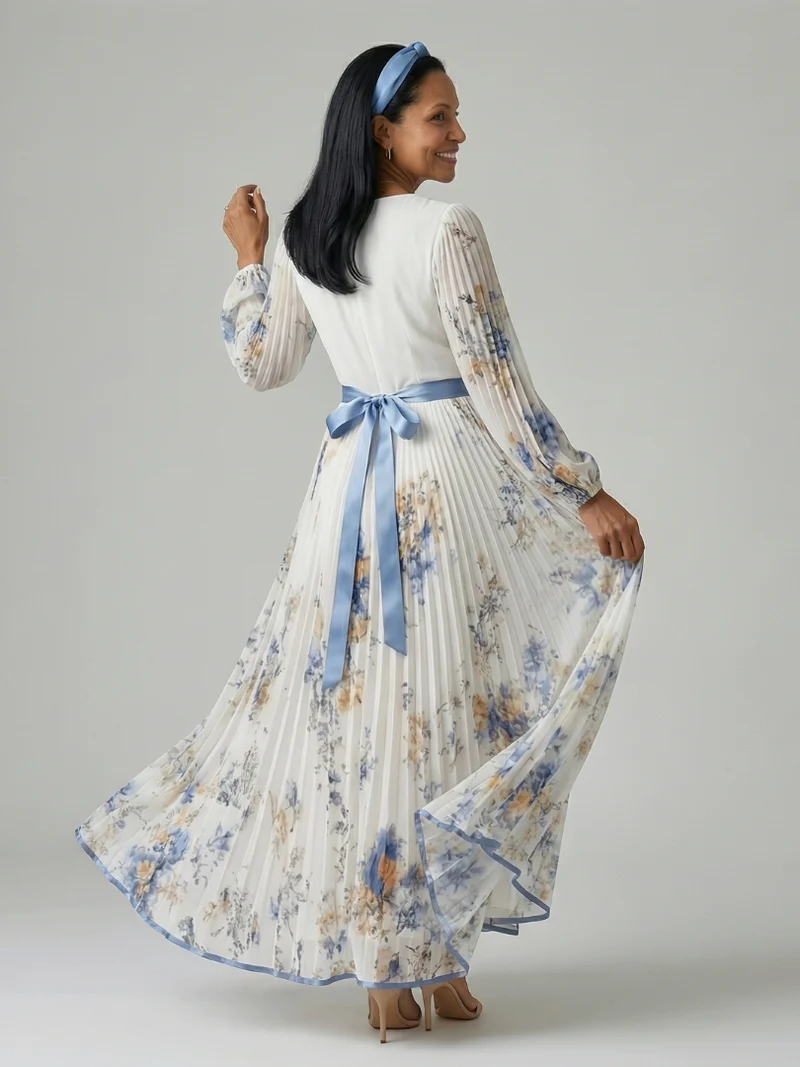 Rielle | Plissiertes Wickel-Midikleid