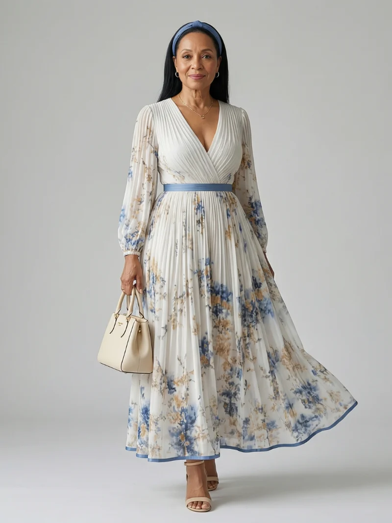 Rielle | Plissiertes Wickel-Midikleid