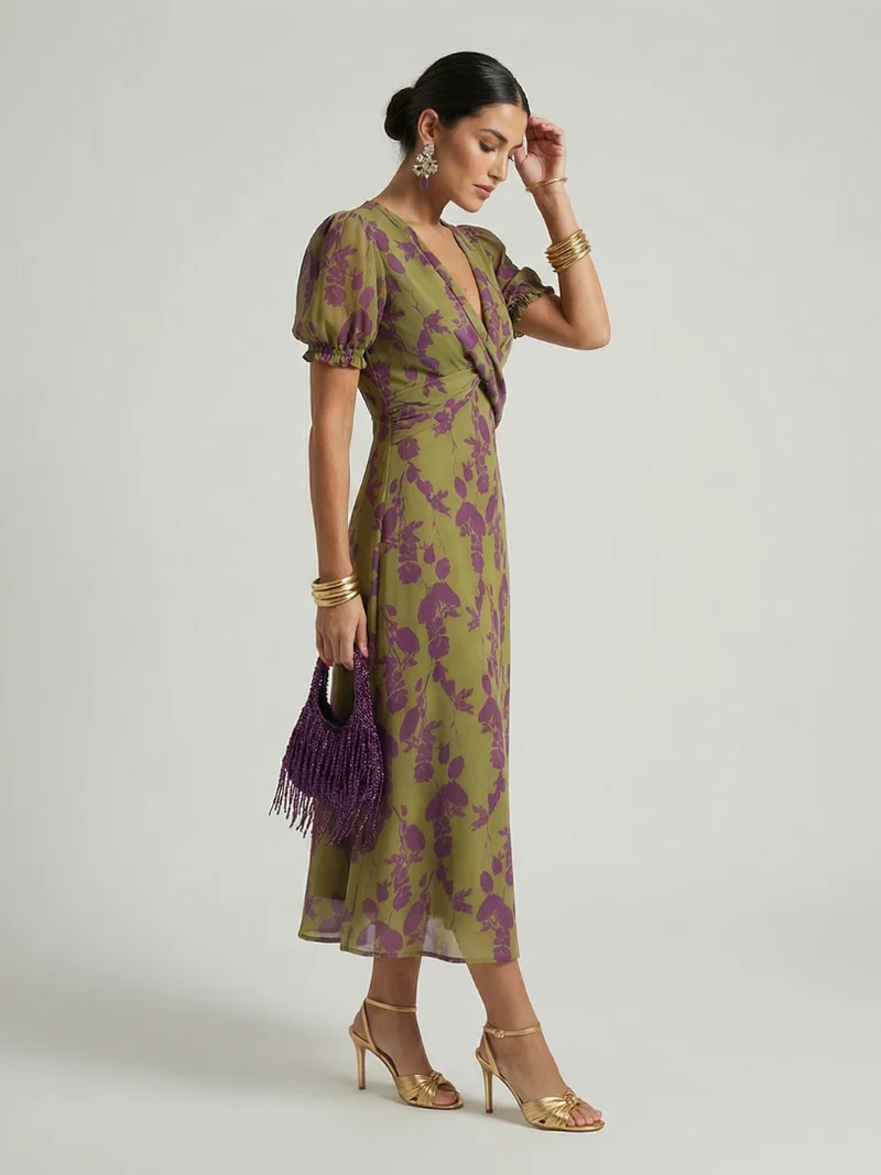 Virel | Entspanntes Blumenkleid in Midi-Länge