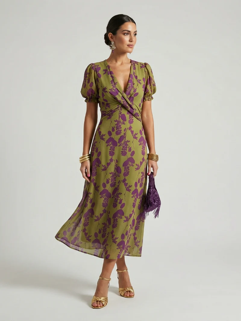 Virel | Entspanntes Blumenkleid in Midi-Länge