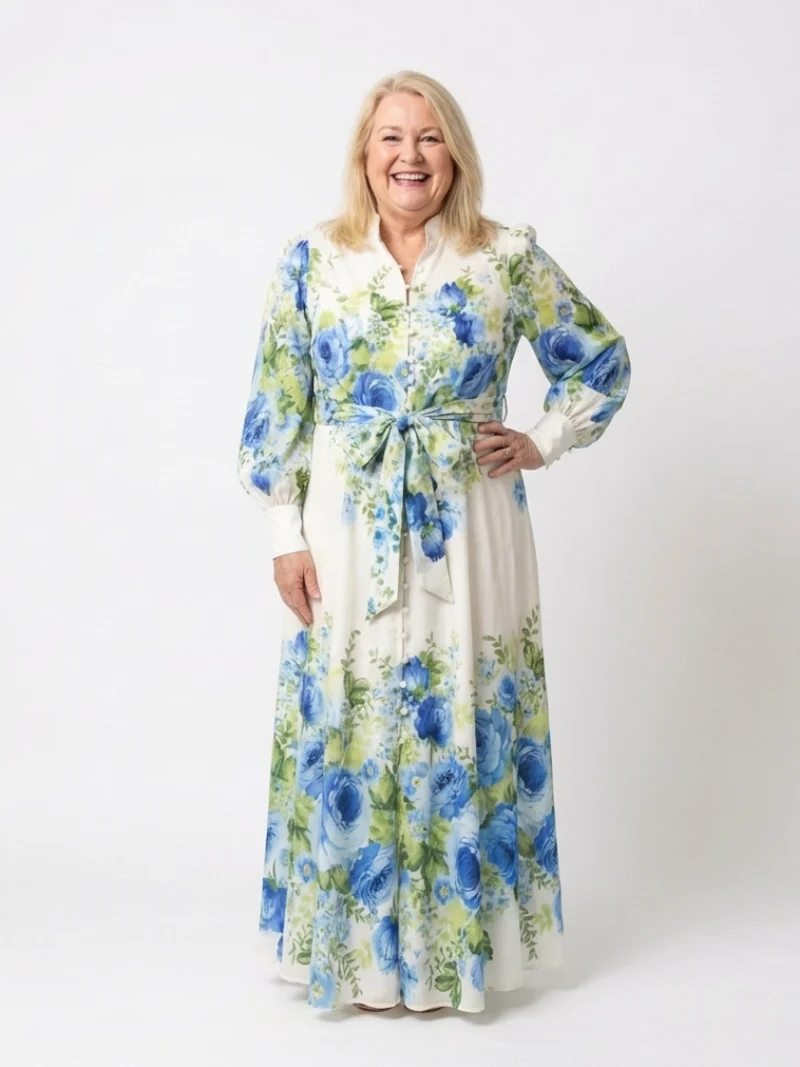 Harper | Knopf-Front Floral Maxi