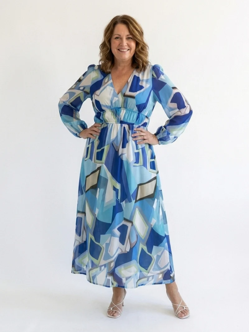 Althea | Langärmliges Blumenkleid Maxi