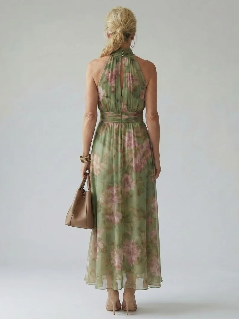 Mirelle | Gathered Halter Midi Kleid