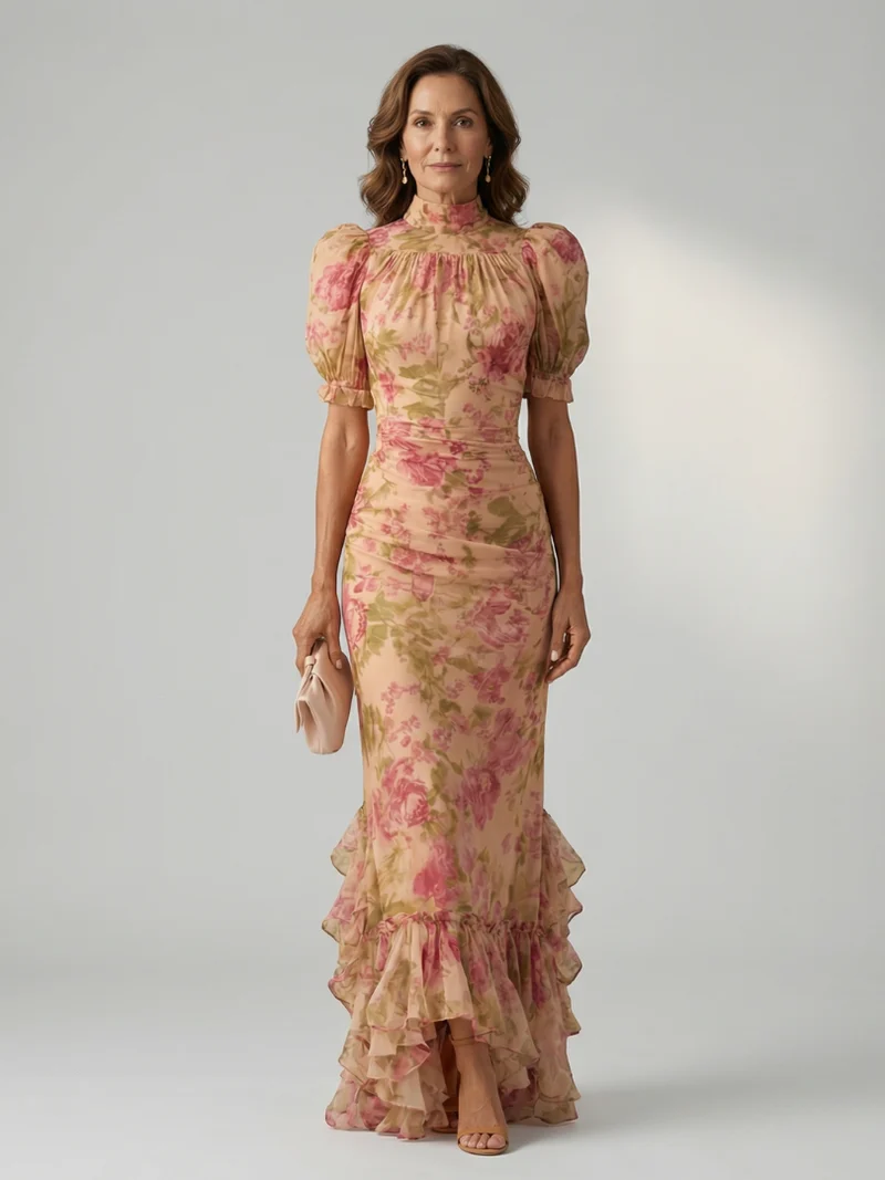 Vianne | Sanftes Maxikleid mit hohem Kragen
