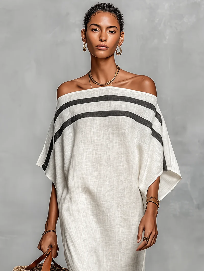 Sophie | Leinen Off-Shoulder Maxikleid