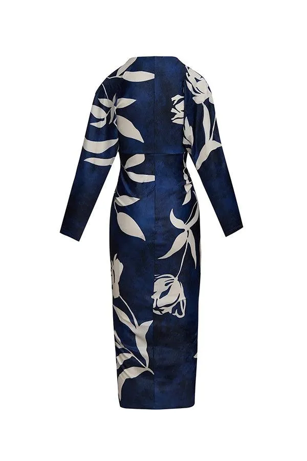 Eva | Sun Escape Einzigartiges Print Dolman Midi Kleid
