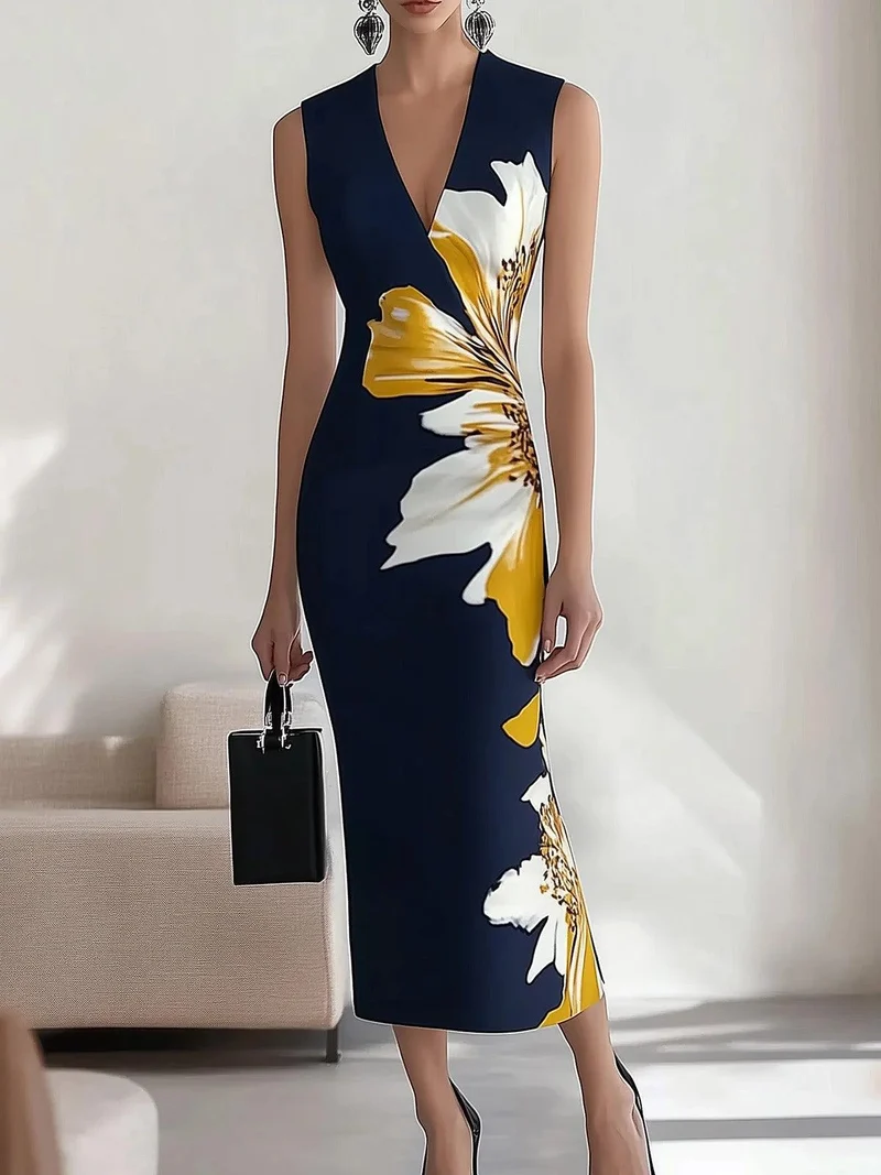 Lily | Strand Glam Elegantes Arbeitsplatz Festival Midikleid