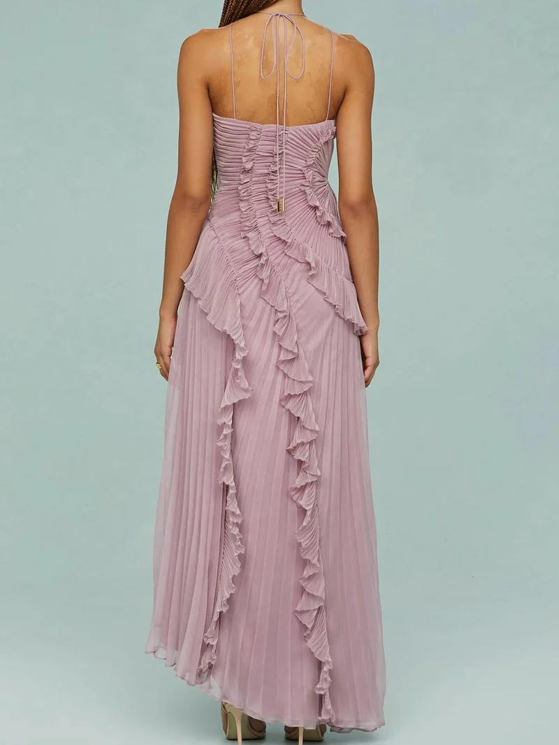 Ruth | Plissiertes Trägerkleid mit Schlitzen