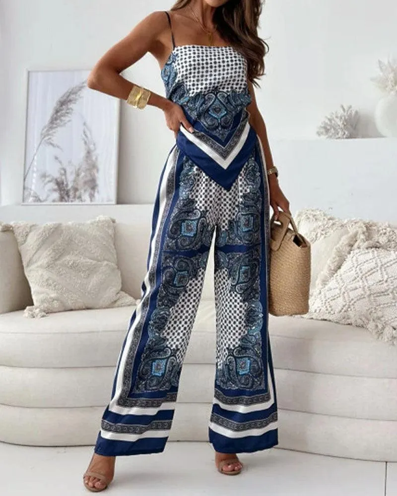 Helen | Urlaub bereit stilvolles Schnür-Top & Hose Zweiteiler Set Kleid