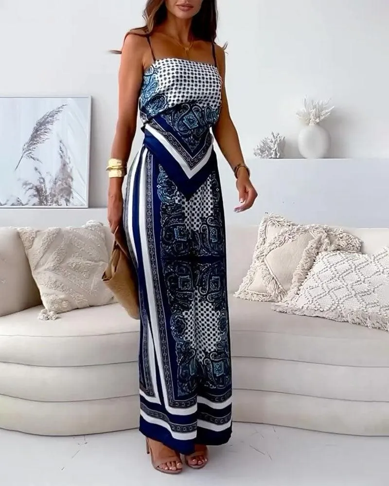 Helen | Urlaub bereit stilvolles Schnür-Top & Hose Zweiteiler Set Kleid